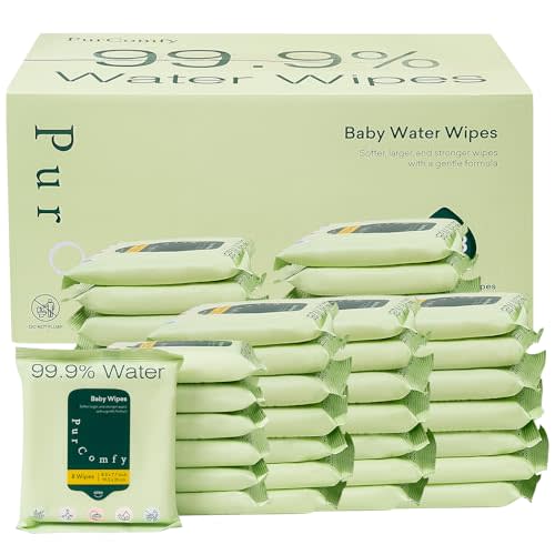 PurComfy Baby Wipes Unscented, 42 Travel Pack 99.9% Water Wipes with Plant Based, Hypoallergenic for Sensitive Newborn Skin, Total 336 Count Wet Wipes