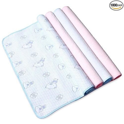 Monvecle Baby Infant Waterproof Cotton Changing Pads Washable Resuable Diapers Liners Mats Multi Pieces Pack (4pcs Bears-Small 18"x12")