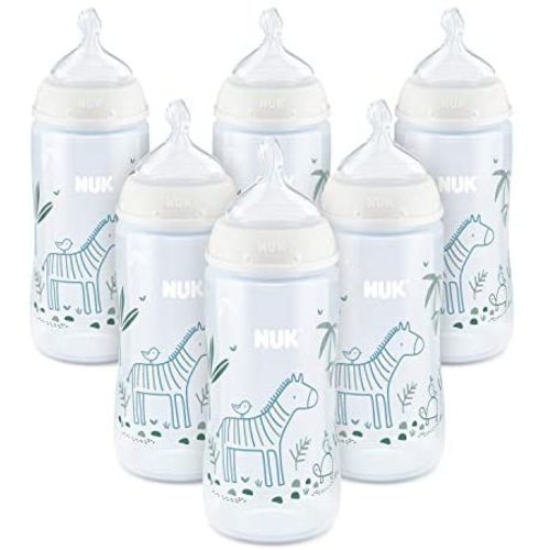NUK Smooth Flow Anti-Colic Bottle, 10 Oz, 6 Pack, 0+ Months - 10 Ounce (Pack of 6) - Horse