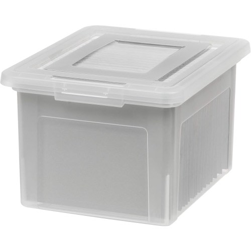 IRIS USA Plastic File Boxes With Lids for Letter/Legal File, Clear 35 Qt. 1 Pack