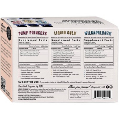 Legendairy Milk Lactation Support Bundle – 3 bottles (60 capsules each)