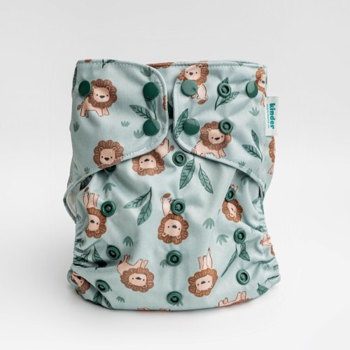 Lion Lullaby | OS Cloth Diaper with Cheerful Lions on Green | Kinder – Kinder Cloth Diaper Co.