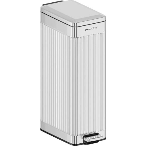 Soft-Close Trash Can with lid，8 Gallon/30L Anti-Fingerprint Stainless Steel Garbage Can with Foot Pedal for Kitchen