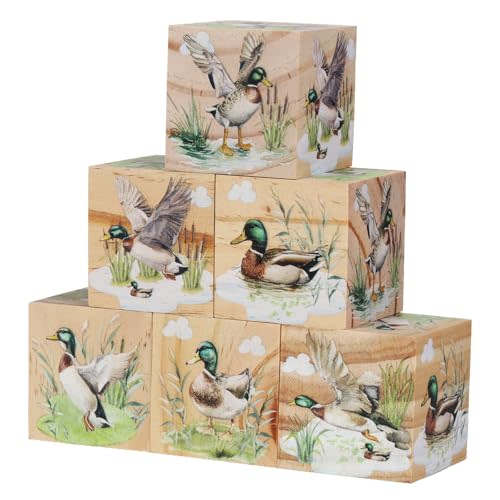 6 Pcs Nursery Decor Blocks, Wooden Nursery Decor for Girls and Boys, Wooden Shelf Decor Bedroom Playroom Decor for Kids Birthday Baby Shower Table Decorations Gifts (Wild Duck)