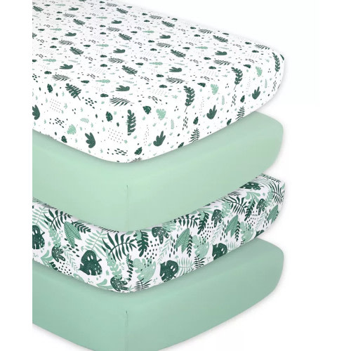 THE PEANUTSHELL Botanical Crib Sheets Set, 4 Piece