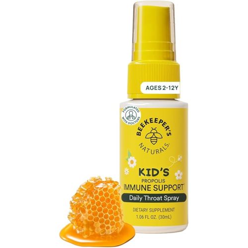 Kids Propolis Throat Spray - Natural Immune Support & Sore Throat Relief - by BEEKEEPER'S NATURALS - Has Antioxidants & Gluten-Free (1.06 oz) Pack of 1 (Kids)