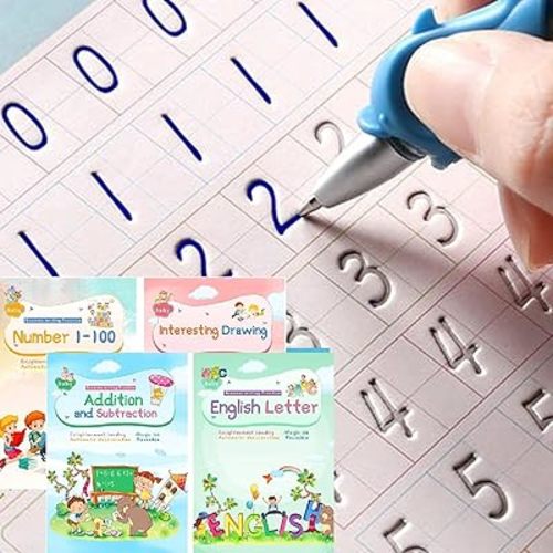 Magic Ink Copybooks for Kids Reusable Handwriting Workbooks for Preschools Grooves Template Design and Handwriting Aid Practice for Kids