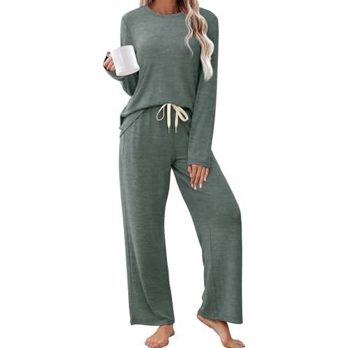 SAMPEEL Pajamas for Women Set Comfy Lounge Sets Two Piece Long Sleeve Cute Pjs Soft Sleepwear Winter Clothing