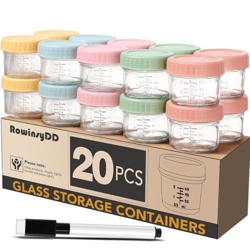 20 Pack Baby Food Containers, 4 oz Glass Baby Food Jars with Lids