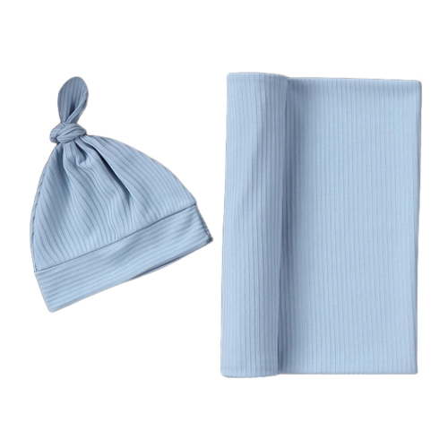 QUSENLON Newborn Baby Cotton Swaddle Wrap Towel with Headband Hat 2pcs/set for Newborn Baby Girls Boys Photography Props Gift
