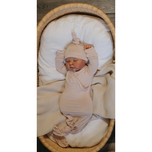 Ivory Knotted Baby Gown With Hat or Bow: Soft Knit Newborn Outfit - Etsy