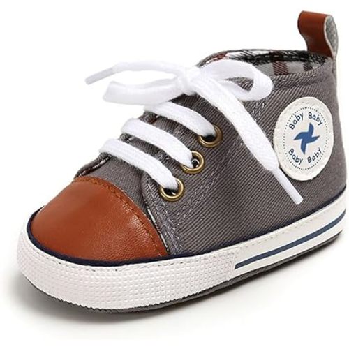 Baby Girls Boys Shoes Soft Anti-Slip Sole Newborn First Walkers Star High Top Canvas Denim Unisex Infant Sneaker