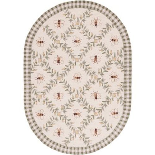 Chelsea HK55 Hand Hooked Indoor Accent Rug - Ivory/Green - 4'6"x6'6" Oval - Safavieh