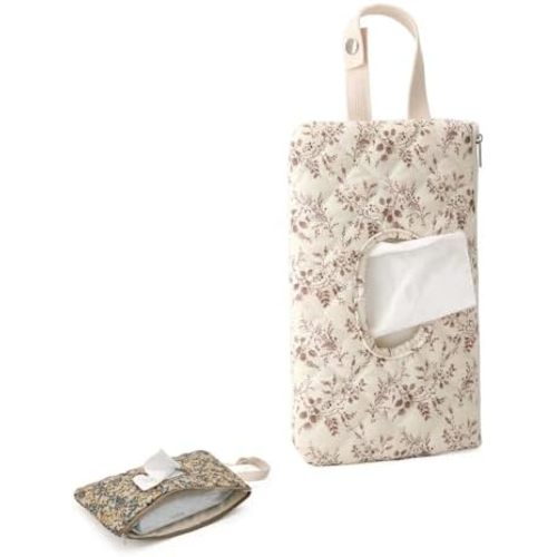 Quilted Baby Wipe Holder, Floral Diaper and Wipes Pouch, Refillable Portable Mommy Diaper Bag