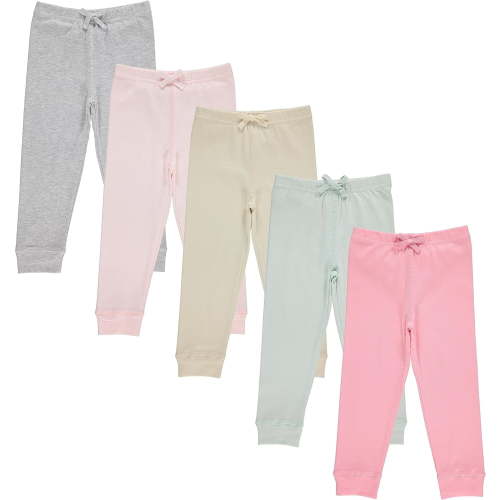 Cudlie 5-Pack Toddler Girls' Jogger Pants, Active Fashion Sweatpants -Soft Cotton Blend, Lightweight, Sizes 3M–4T
