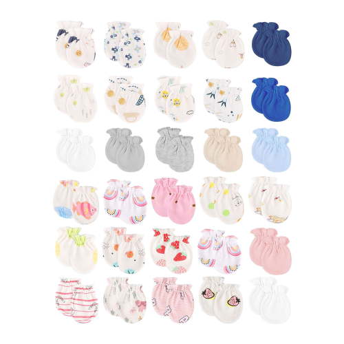 BadPiggies 30 Pairs Newborn Baby Mittens Cotton No Scratch Gloves for Baby Boys Girls 0-5 Months