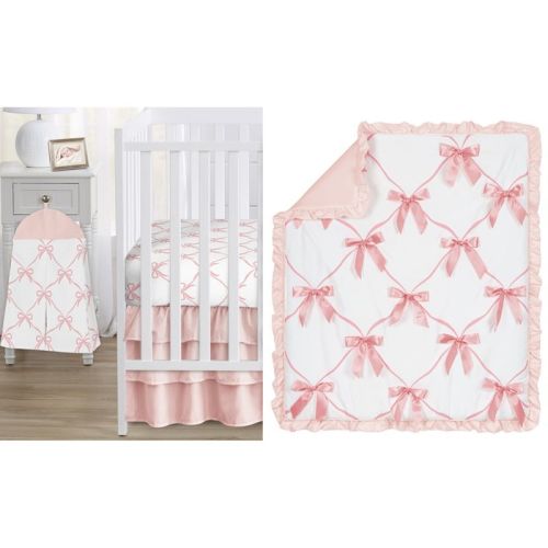 Sweet Jojo Designs Girl Baby Crib Bedding Set - Ballerina and Ballet Bows Pink and White 4pc