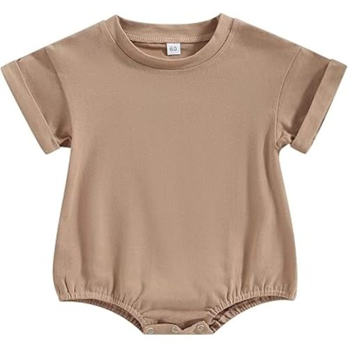 Unisex Baby Boy Girl Clothes Infant Summer Oversized Bubble Romper Toddler Baby Plain Short Sleeve Jumpsuit