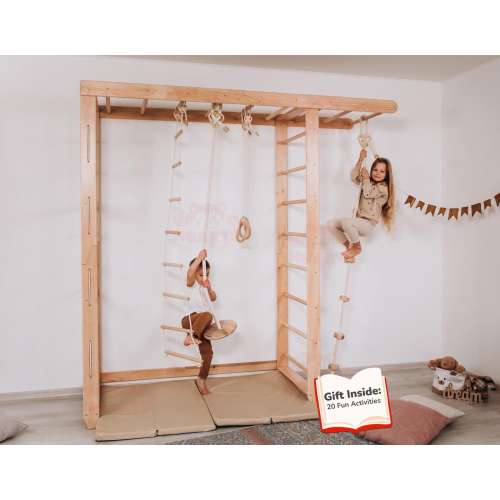 90x90" Swedish Ladder, Climbing Wall, Toddler Climbing Gym, Montessori Climber, Monkey Bars, Indoor Swing, Montessori Climbing Wall Net