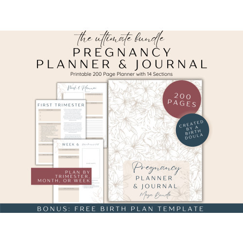 Pregnancy Journal Planner Printable Bundle, Pregnancy Journal First Time Mom Gift, Printable Planner for Expecting Mom, Baby Journal