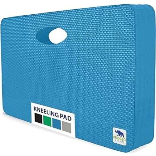 Rugged Rhino Heavy Duty Patent Pending Kneeling Pad, Shock Absorbent Thick Knee Pads, Holds Up to 300 lbs, Protect Knees from Hard Concrete Surfaces, for Mechanics, Yard Gardening, Gym, Bright Blue
