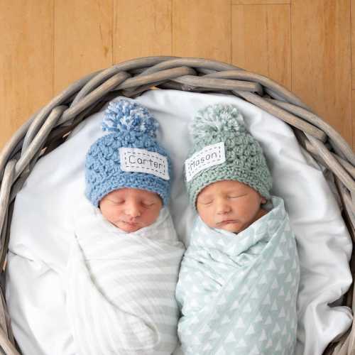 Monogrammed Newborn Hats for Twins, Preemie Hat, Preemie to 2T-4T Size, 37 Colors
