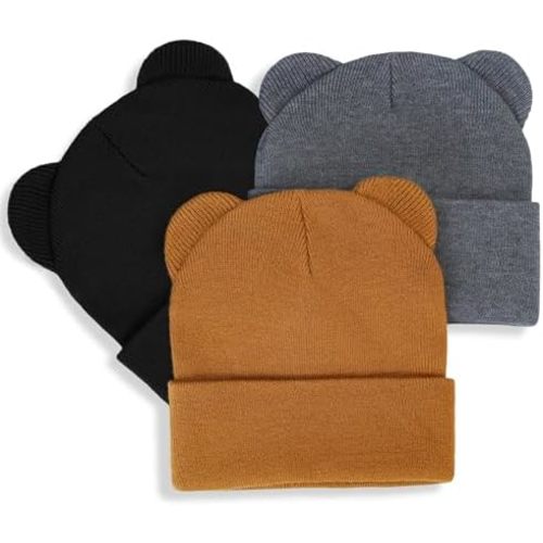 POXIMI Baby Winter Beanies Toddler Boy Bear Ear Hats Newborn Knitted Hat Infant Girls Skull Caps for Cold Weather