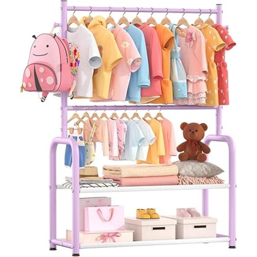 Kids Clothing Rack 2 Tier Baby Closet Toddler Dress up Racks