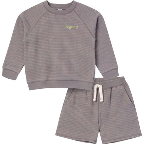 2-Piece Infant & Toddler Boys Grey Long Sleeve Top and Shorts Set