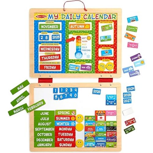 Melissa & Doug My First Daily Magnetic Calendar, Classroom Calendar for Kids Activities with Weather & Seasons, Preschool Toys for Girls & Boys Ages 4+