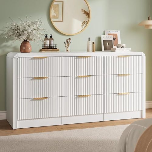 Decofy Fluted 9 Drawers Dresser, 63'' Wide Chest of Drawers for Bedroom