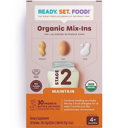 Ready Set Food Stage 2 Baby Food Mix-Ins - Allergen Introduction Kit | Organic Peanut, Egg & Milk Powder. Early Allergen Introduction for Babies 4-6 Months. No Added Sugar, 30-Day Supply.