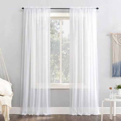 84"x59" Emily Sheer Voile Rod Pocket Curtain Panel White - No. 918