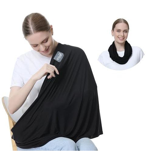NeoTech Care Baby Nursing Cover Breastfeeding Scarf | Soft Fabric (Black)