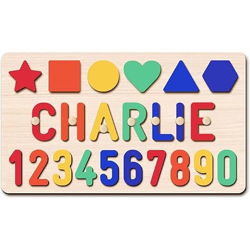 PUREFLY Name Puzzle Baby Gifts for Boy Girl, Custom Baby Toddler Basket Stuffers Gifts, Todder Boy Girl First Year Old Birthday Gift, Toys for Montessori Learning