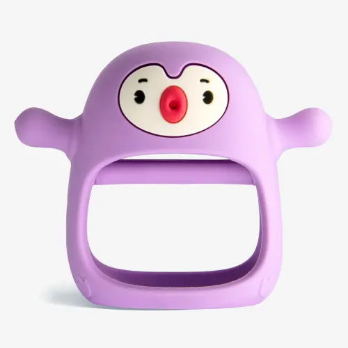 Smily Mia - Penguin Teether for Babies 0-6 Months - Light Purple