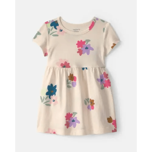 Baby Girl Floral Short-Sleeve Dress - Cream | Carter's