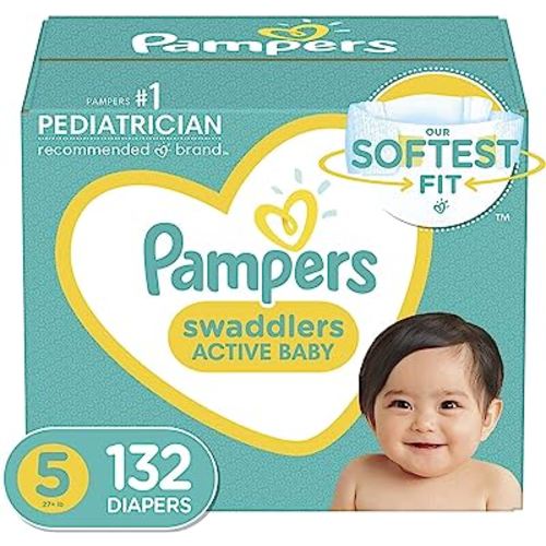 Diapers Size 5, 132 Count - Pampers Swaddlers Disposable Baby Diapers (Packaging & Prints May Vary)