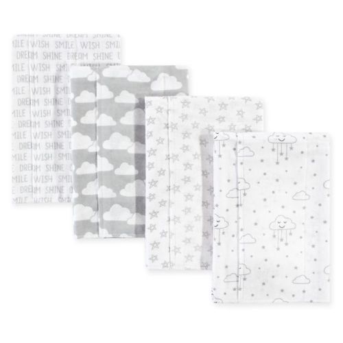 Hudson Bab®y 4-Pack Clouds Flannel Burp Cloths in Grey