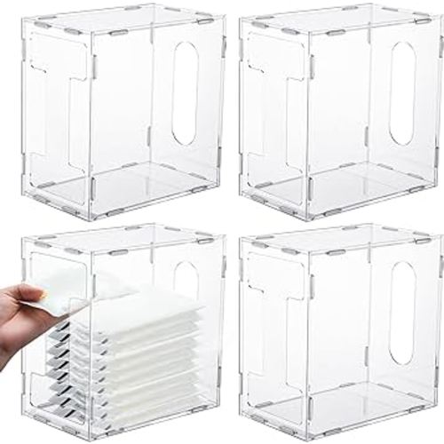 Domensi 4 Pcs Breast Milk Storage Tower Freezer Storage Organizer for Milk Freezer Bags Breastmilk Container Reusable Breastfeeding Accessories Fridge, 8.3 x 8.3 x 5 Inch(Clear)