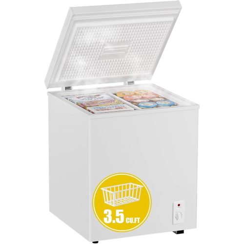 Bodacious 3.5 cuft Chest Freezer - Compact, Energy-Efficient & Quiet Mini Deep Freezer with Removable Baskets for Apartments, RVs, and Garages