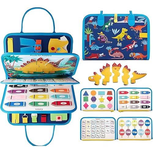Montessori Busy Board Books for 1 2 3 Year Old Toddlers Sensory Learning Toy for Boys Girls Educational Preschool Toys Birthday Idea Gift (Blue)