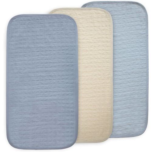mushie Waterproof Changing Pad Liners | 100% Organic Cotton | Set of 3 (Blue Combo)