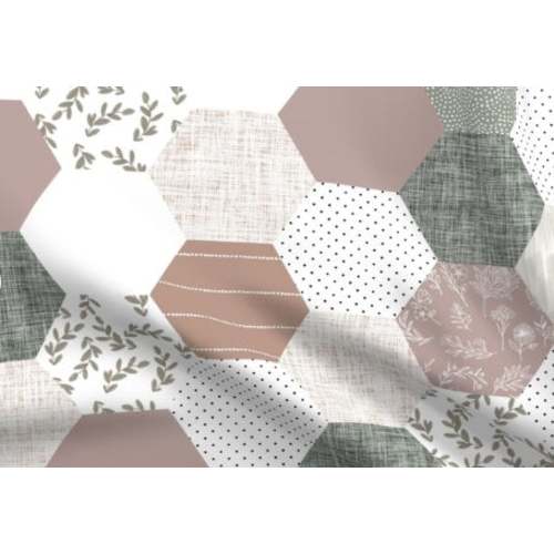 CM  Mauve and Taupe Hexagon Quilt Minky Blanket