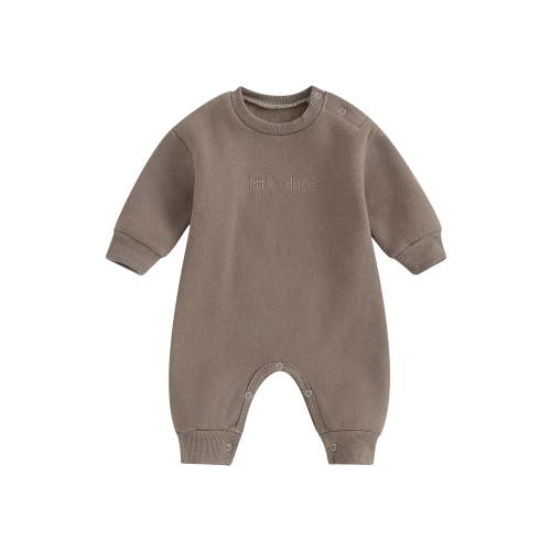 LMLYSoH Baby Boys Jumpsuit Cute Letter Embroidery Long Sleeve Round Neck Footless Romper Winter Outfit