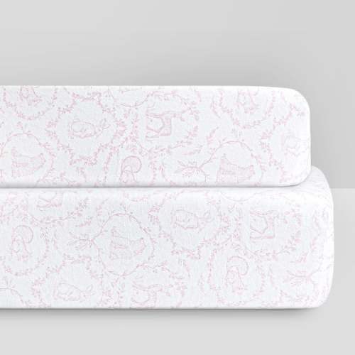 Bellini Gots Certified Organic Jersey Cotton Crib Sheet And Changing Pad Cover Set | Woodland Pink - Best Place To Buy Baby Cribs | Shop Baby Furniture