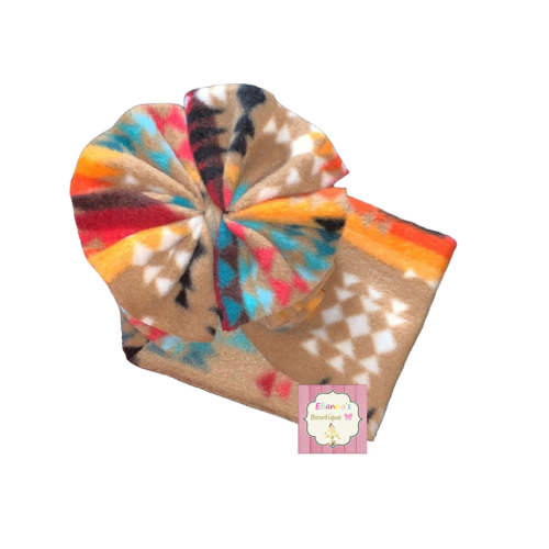 Aztec print shredded headwrap/western