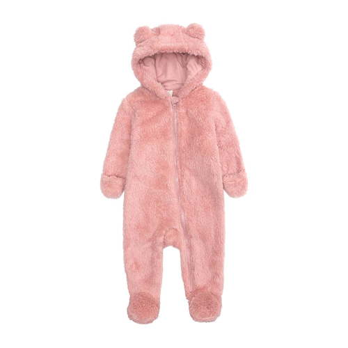 Hicidod Baby Bodysuits Long Sleeve Fleece Jumpsuits Infant Bear Ears Winter Warm Newborn Hooded Solid Color Footie Rompers