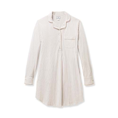 Women's Pima Maternity Nightshirt in Camel Ticking