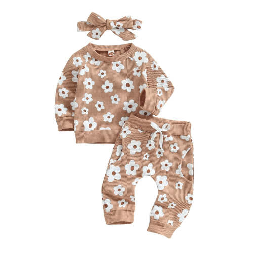 Flower Power Waffle Sweatsuit and Bow – The Ollie Bee